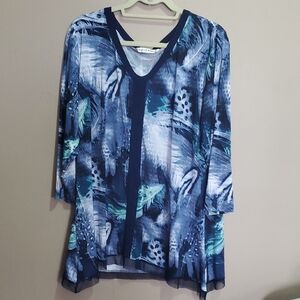 Bianca Nygard Blue Patterned Women's Top Size Xl